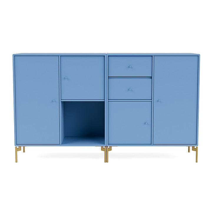 Montana Paar Sideboard mit Beinen, Azure Blue/Messing