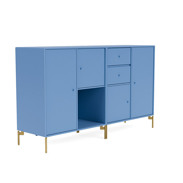 Montana Paar Sideboard mit Beinen, Azure Blue/Messing