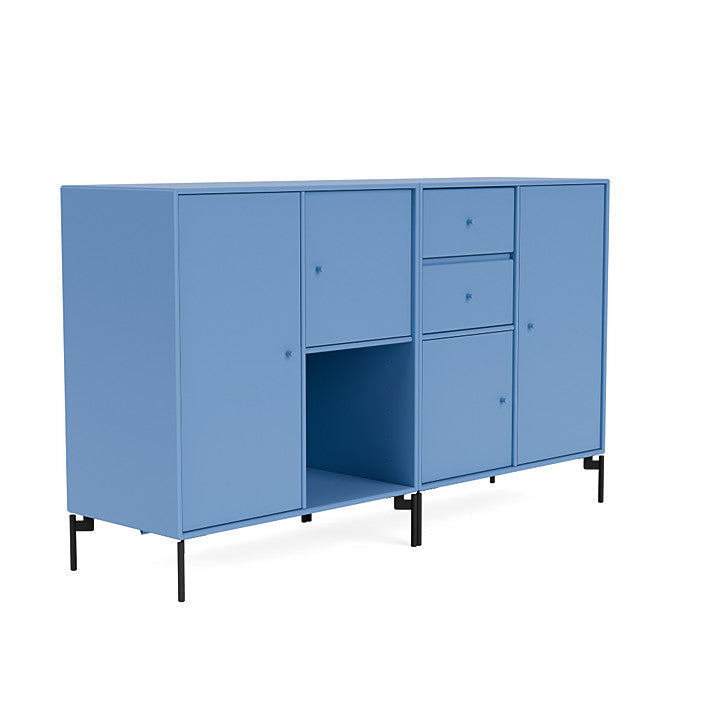 Montana paar dressoir met benen, azure blauw/zwart