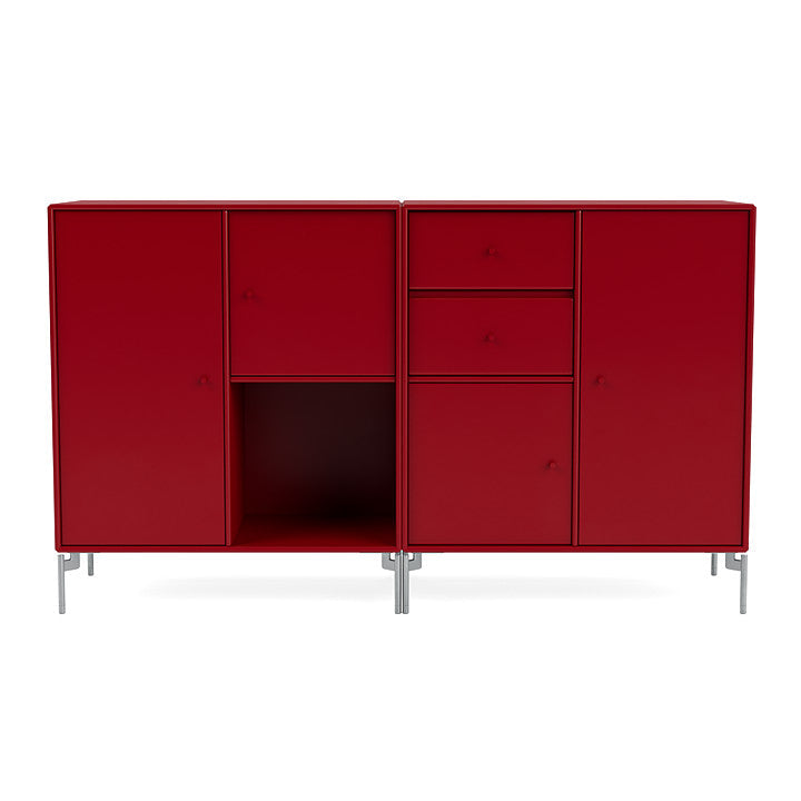 Montana -paar dressoir met benen, rode biet/mat chroom