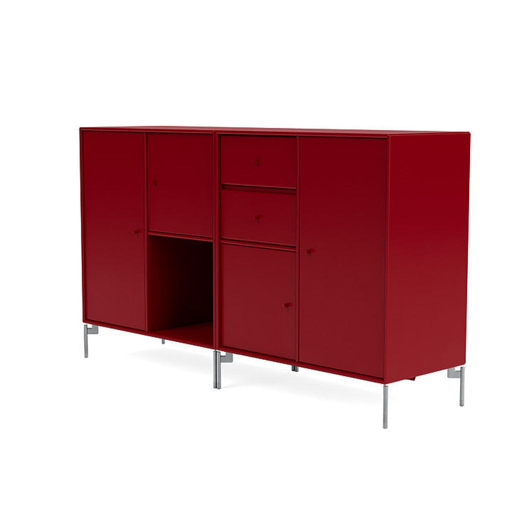 Montana Paar Sideboard mit Beinen, Rote Beete/Matt Chrom