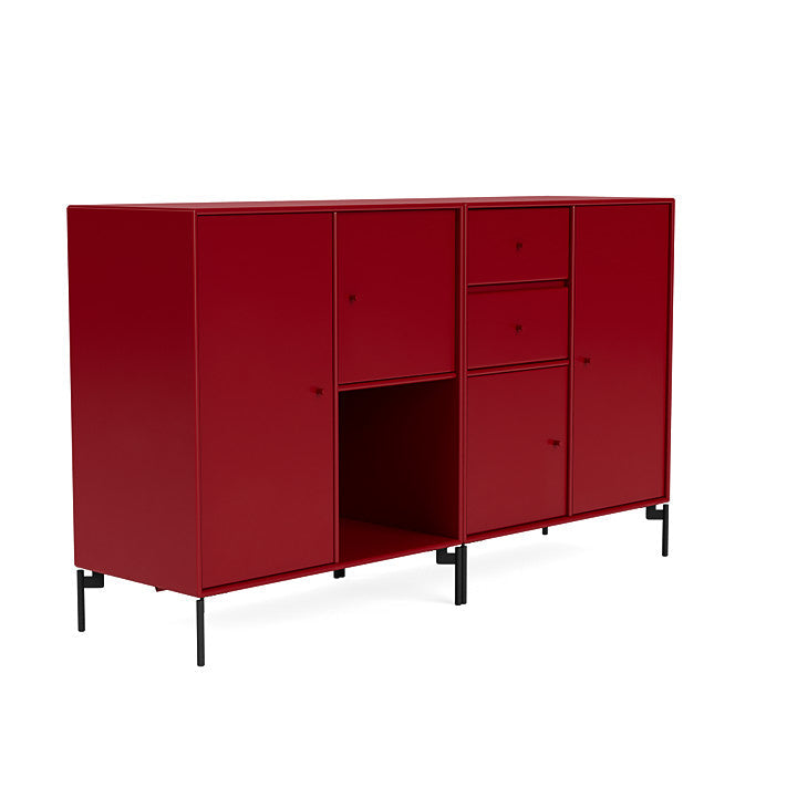 Montana Paar Sideboard mit Beinen, Rote Beete/Schwarz