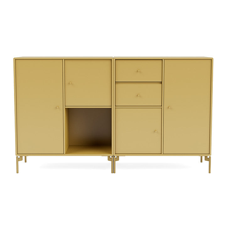 Montana -paar dressoir met benen, komijn/messing