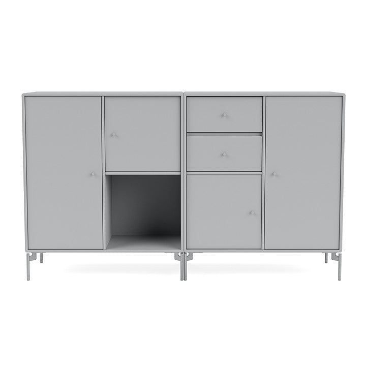 Montana -paar dressoir met benen, Fjord/Matt Chrome