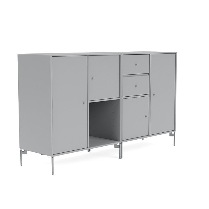 Montana -paar dressoir met benen, Fjord/Matt Chrome