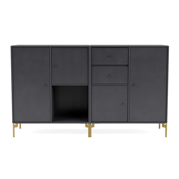 Montana Paar Sideboard mit Beinen, Carbonschwarz/Messing