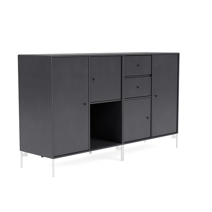 Montana Paar Sideboard mit Beinen, Carbonschwarz/Schneewittchen