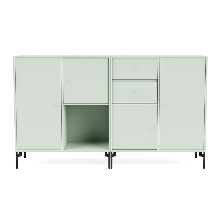 Montana paar dressoir met benen, mist/zwart