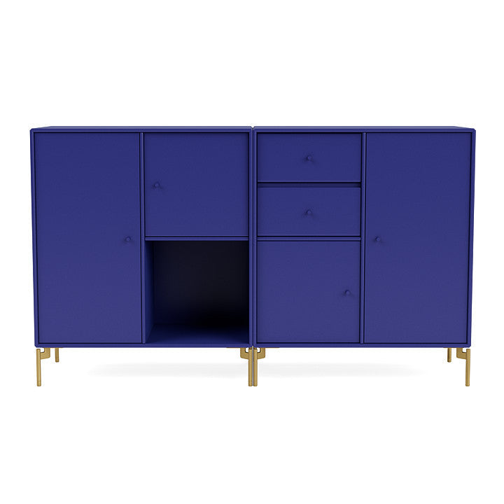 Montana paar dressoir met benen, Monarch Blue/Brass