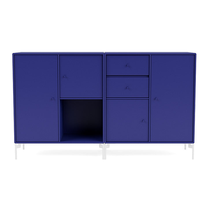 Montana Paar Sideboard mit Beinen, Monarchblau/Schneewittchen