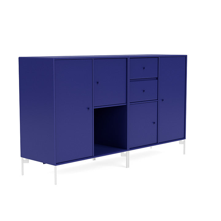 Montana Paar Sideboard mit Beinen, Monarchblau/Schneewittchen