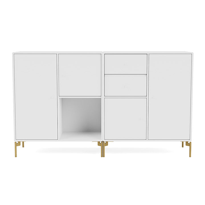 Montana Paar Sideboard mit Beinen, neues Weiß/Messing