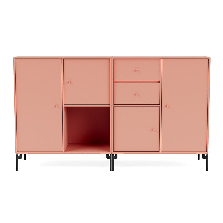 Montana Paar Sideboard mit Beinen, Rhabarber/Schwarz