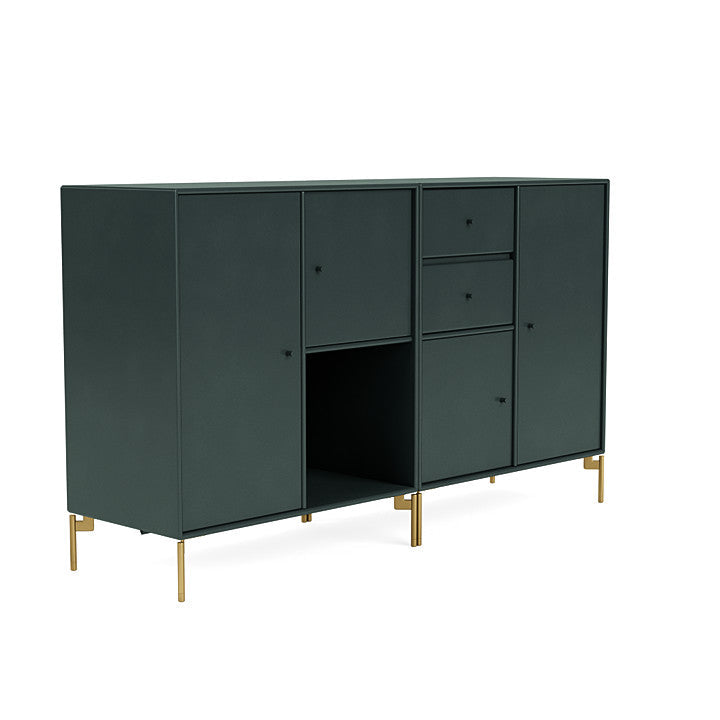 Montana paar dressoir met benen, zwarte jade/messing