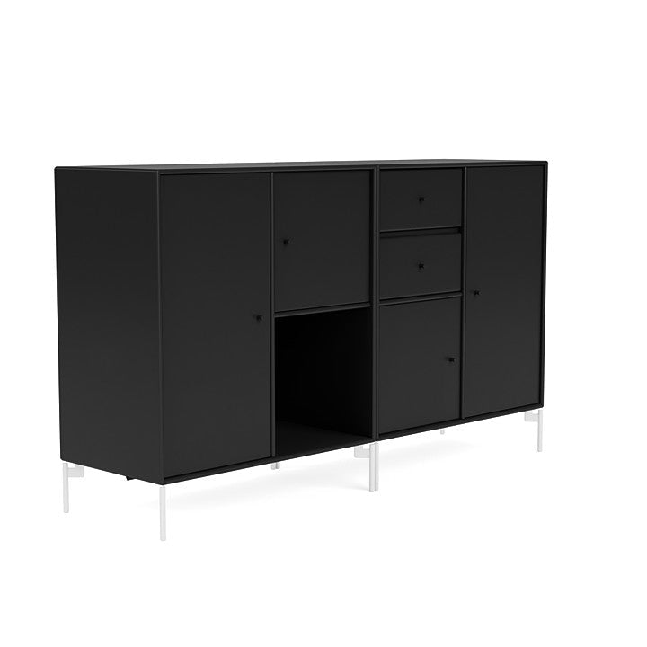 Montana paar dressoir met benen, zwart/sneeuwwit