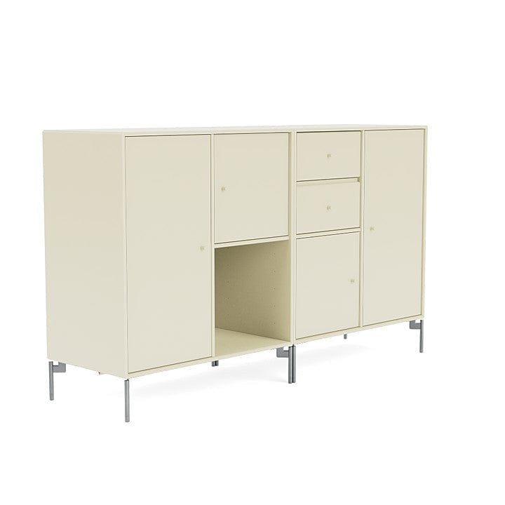 Montana paar dressoir met benen, vanille/mat chroom