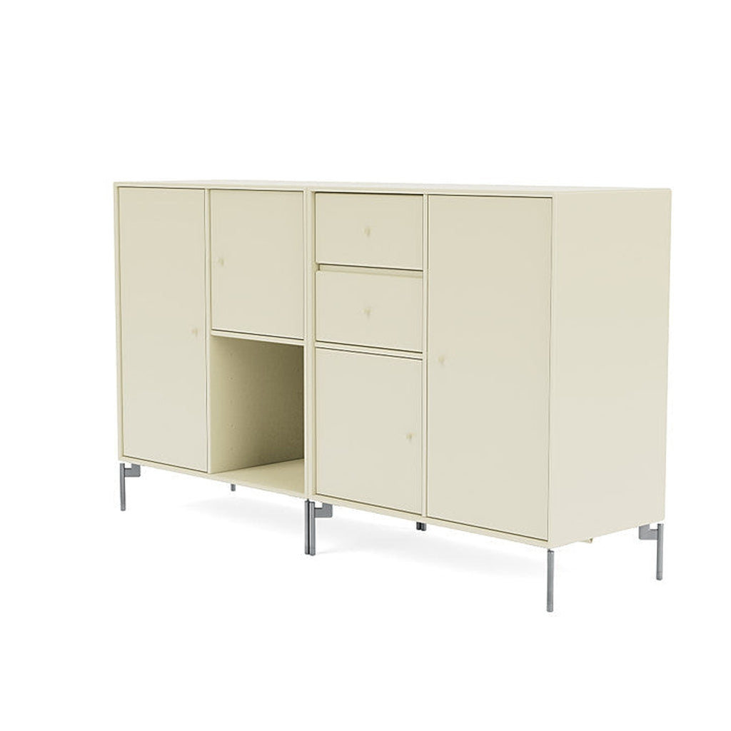 Montana paar dressoir met benen, vanille/mat chroom