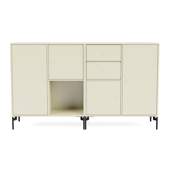 Montana Paar Sideboard mit Beinen, Vanille/Schwarz