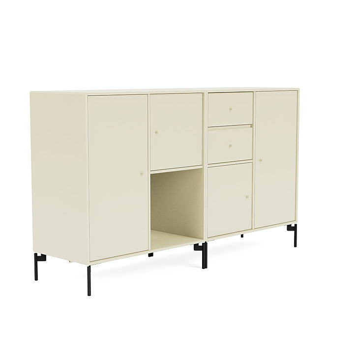 Montana Paar Sideboard mit Beinen, Vanille/Schwarz