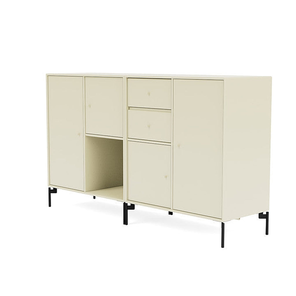 Montana Paar Sideboard mit Beinen, Vanille/Schwarz