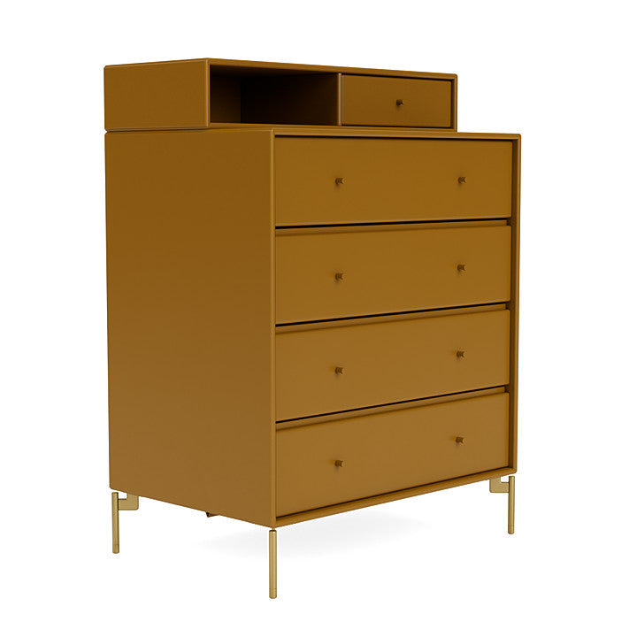 Montana Keep Chest Of Drawers With Legs, Amber/Brass