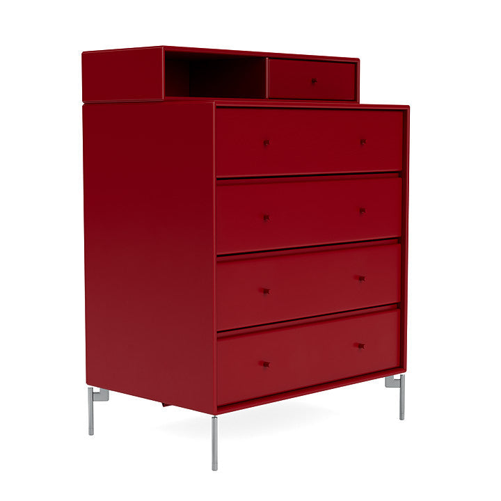 Montana Keep Chest Of Drawers With Legs, Beetroot/Matt Chrome