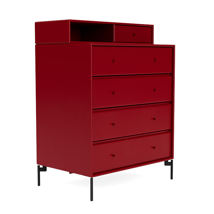 Montana Keep Chest Of Drawers With Legs, Beetroot/Black