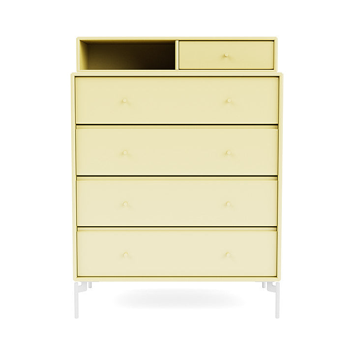 Montana Keep Chest Of Drawers With Legs, Camomile/Snow White