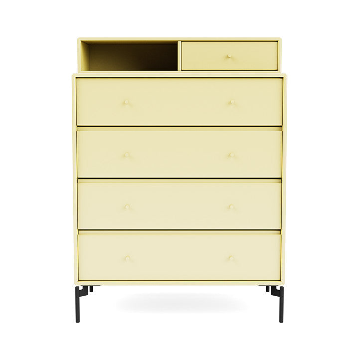 Montana Keep Chest Of Drawers With Legs, Camomile/Black