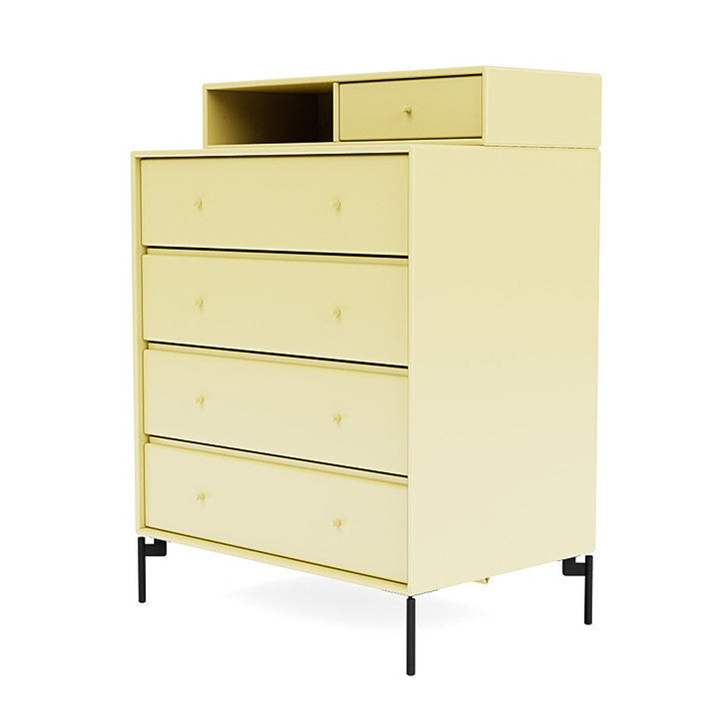 Montana Keep Chest Of Drawers With Legs, Camomile/Black