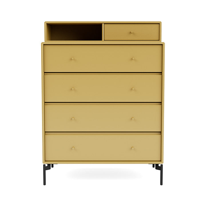 Montana Keep Chest Of Drawers With Legs, Cumin/Black