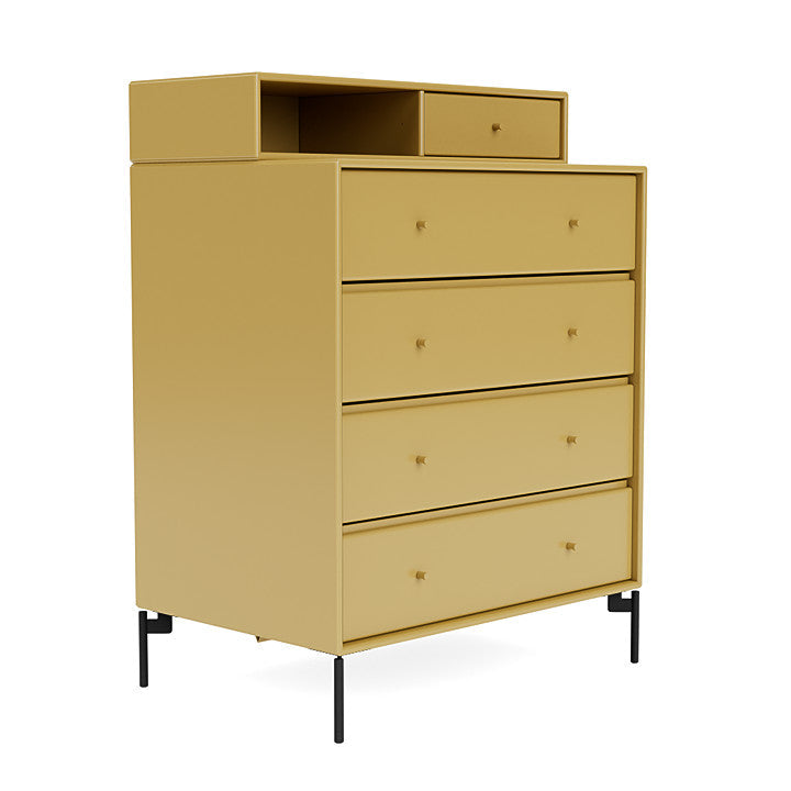 Montana Keep Chest Of Drawers With Legs, Cumin/Black