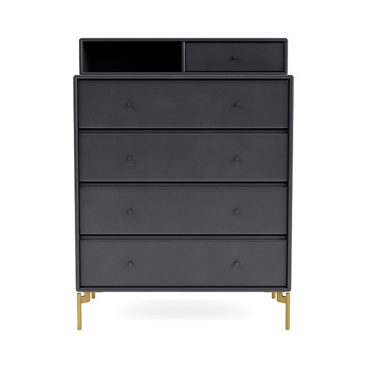 Montana Keep Chest Of Drawers With Legs, Carbon Black/Brass