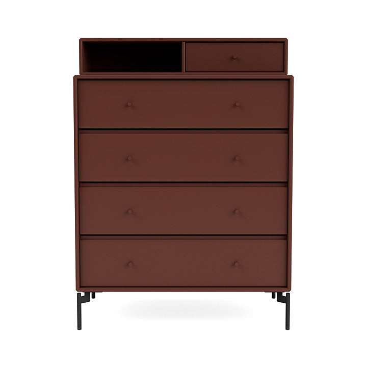 Montana Keep Chest Of Drawers With Legs, Masala/Black