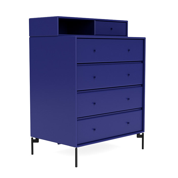 Montana Keep Chest Of Drawers With Legs, Monarch Blue/Black