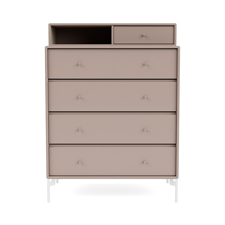 Montana Keep Chest Of Drawers With Legs, Mushroom Brown/Snow White
