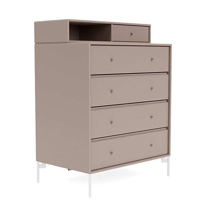 Montana Keep Chest Of Drawers With Legs, Mushroom Brown/Snow White