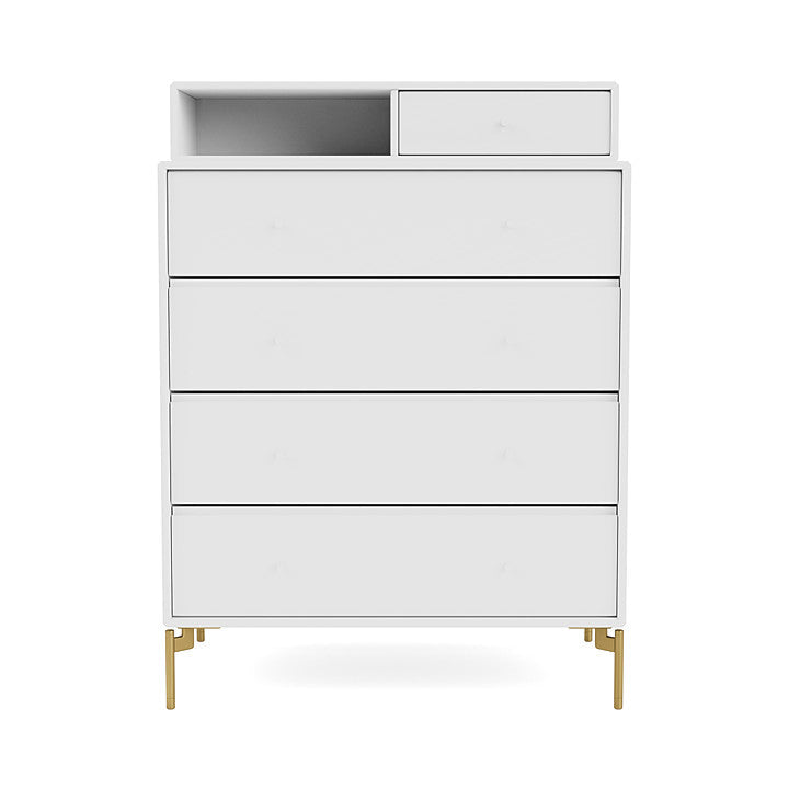 Montana Keep Chest Of Drawers With Legs, New White/Brass