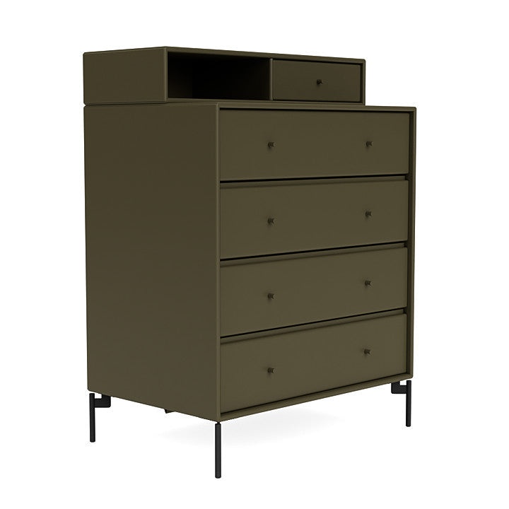 Montana Keep Chest Of Drawers With Legs, Oregano/Black