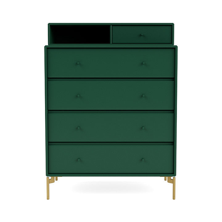 Montana Keep Chest Of Drawers With Legs, Pine/Brass