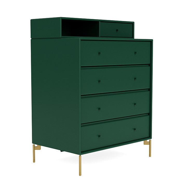 Montana Keep Chest Of Drawers With Legs, Pine/Brass