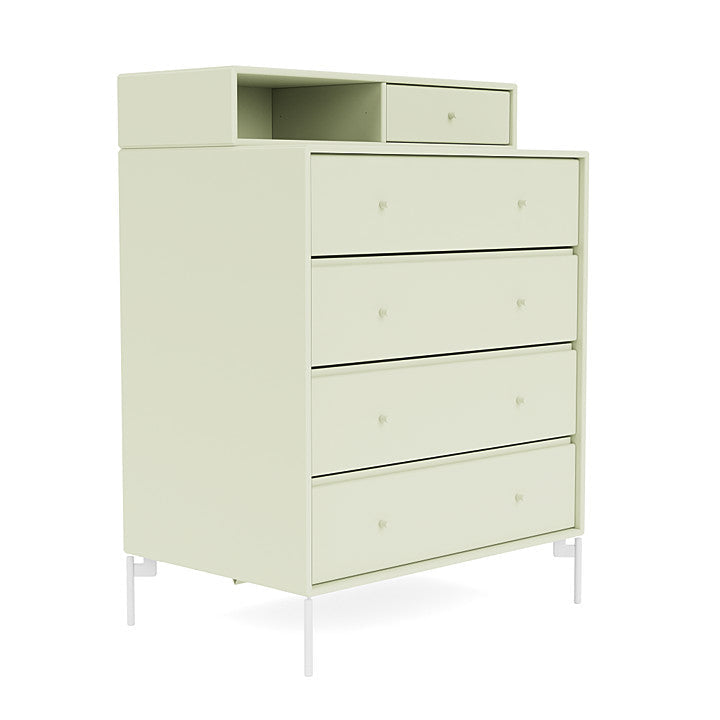 Montana Keep Chest Of Drawers With Legs, Pomelo/Snow White