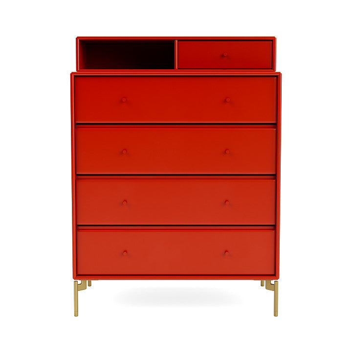 Montana Keep Chest Of Drawers With Legs, Rosehip/Brass
