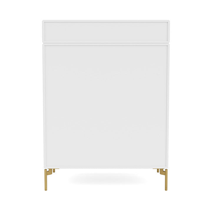 Montana Keep Chest Of Drawers With Legs, Snow White/Brass