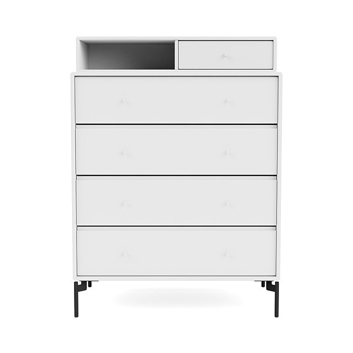 Montana Keep Chest Of Drawers With Legs, Snow White/Black
