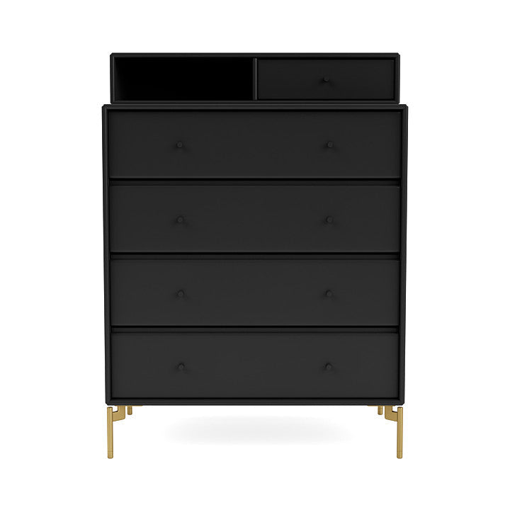 Montana Keep Chest Of Drawers With Legs, Black/Brass