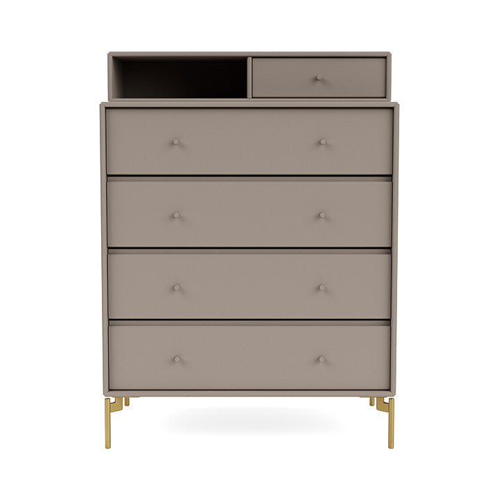 Montana Keep Chest Of Drawers With Legs, Truffle/Brass