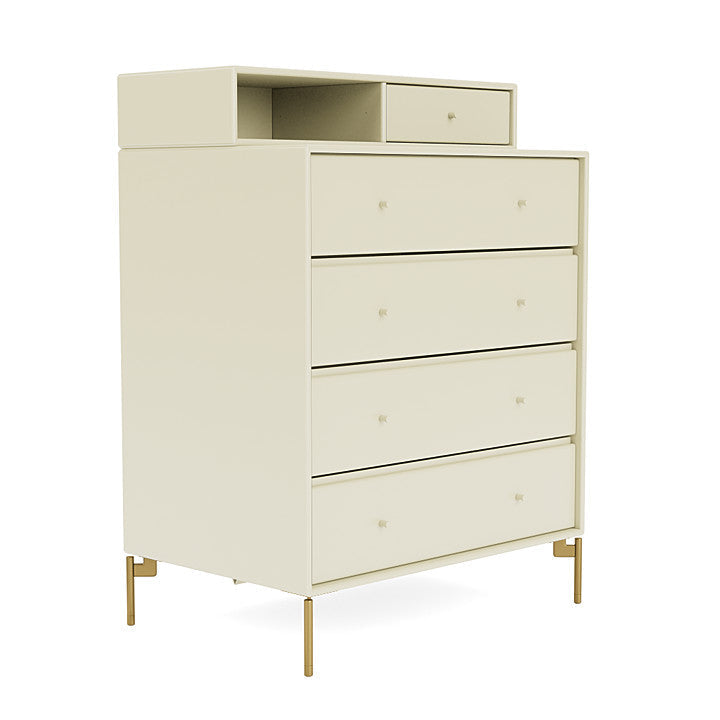 Montana Keep Chest Of Drawers With Legs, Vanilla/Brass