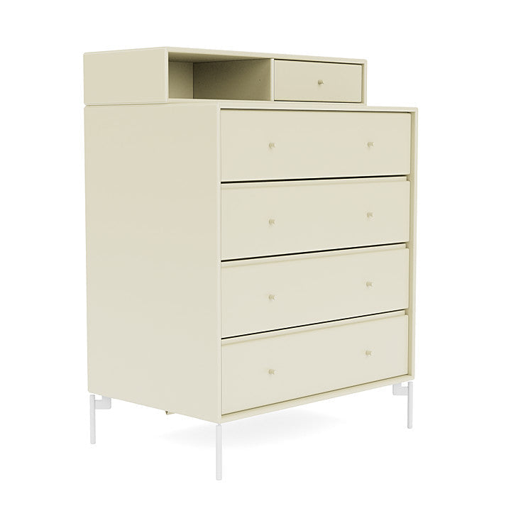 Montana Keep Chest Of Drawers With Legs, Vanilla/Snow White