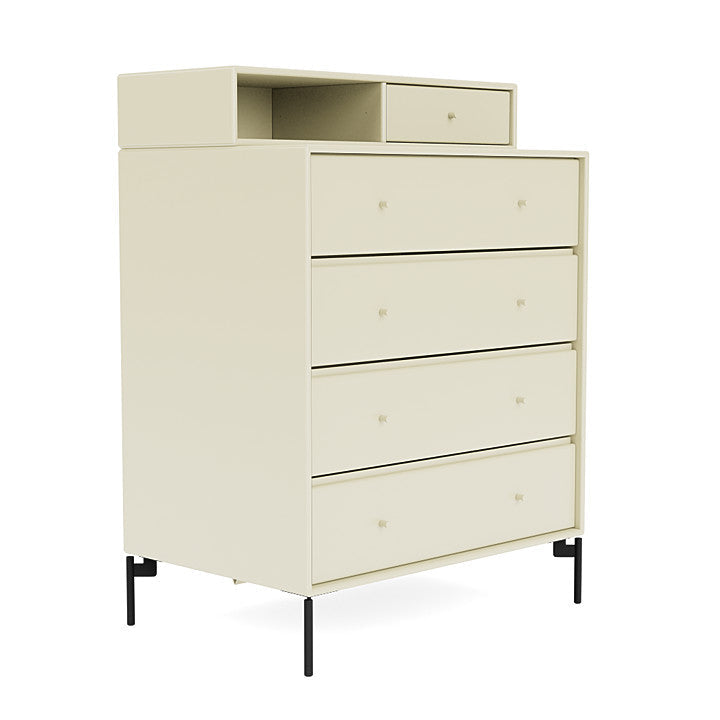 Montana Keep Chest Of Drawers With Legs, Vanilla/Black
